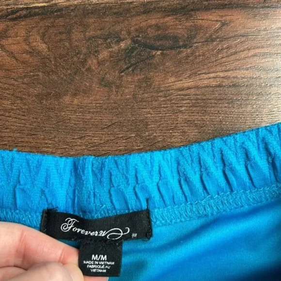 Forever 21 Mini Skirt Blue | Bodycon Skirt | Ribbed | Ruffles | Blue Mini Skirt - Picture 5 of 6